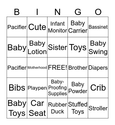 Liz's Baby Shower!  Bingo Card
