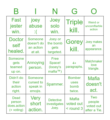 LOOEY MAFIA BINGO! Bingo Card