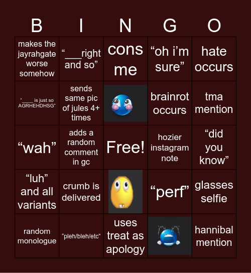 Scarlett Bingo PART TWO... Bingo Card