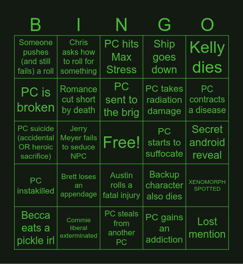 Marine Bingo Card