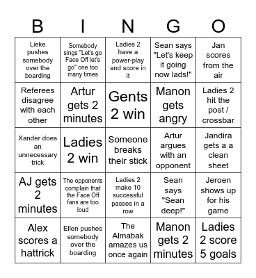 11th January Homegameday Bingo! Bingo Card