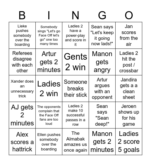 11th January Homegameday Bingo! Bingo Card