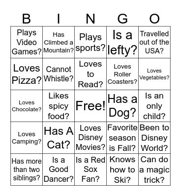 Get to know your Fellow Scout Bingo Card