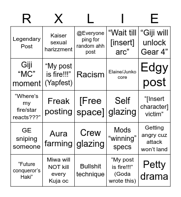 RedxLine Bingo Card