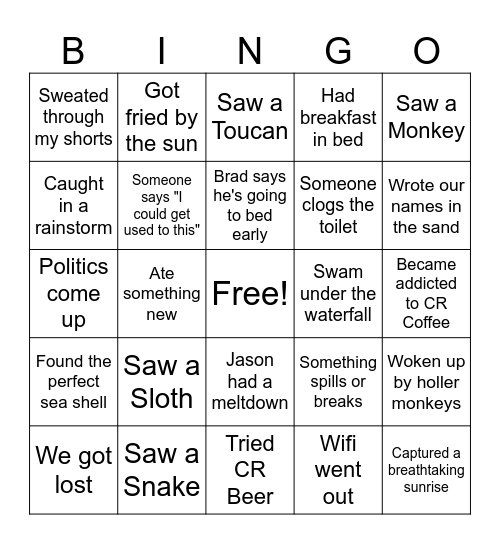 Costa Rica! Bingo Card