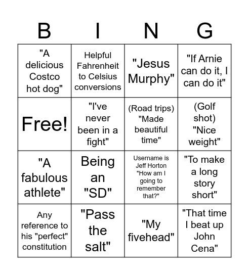 Grandpa's Catchphrase Bingo! Bingo Card
