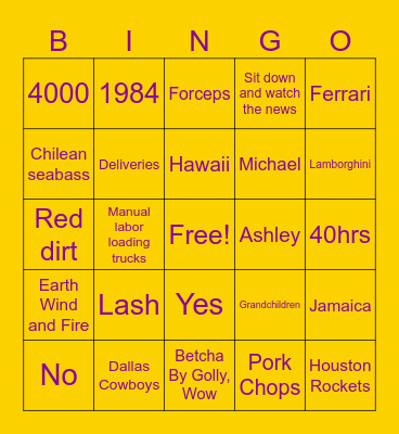 Dr. Fulcher’s Bingo Card