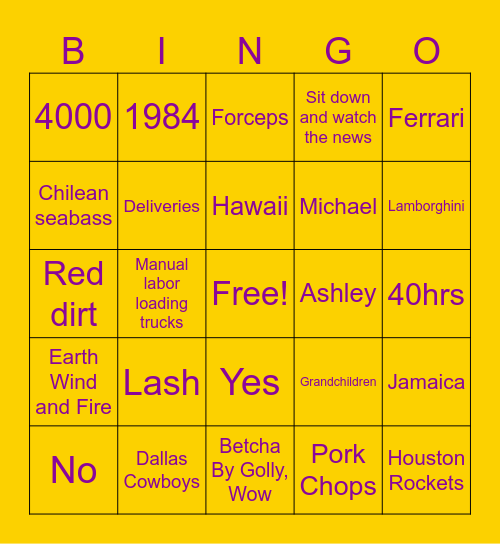 Dr. Fulcher’s Bingo Card