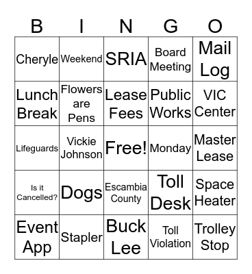 SRIA BINGO Card
