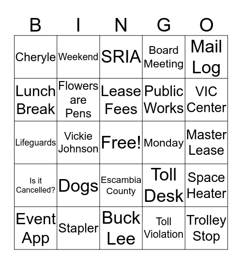 SRIA BINGO Card