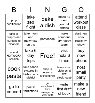 twenty twenty five ˖˚⊹ ꣑ৎ‎ Bingo Card