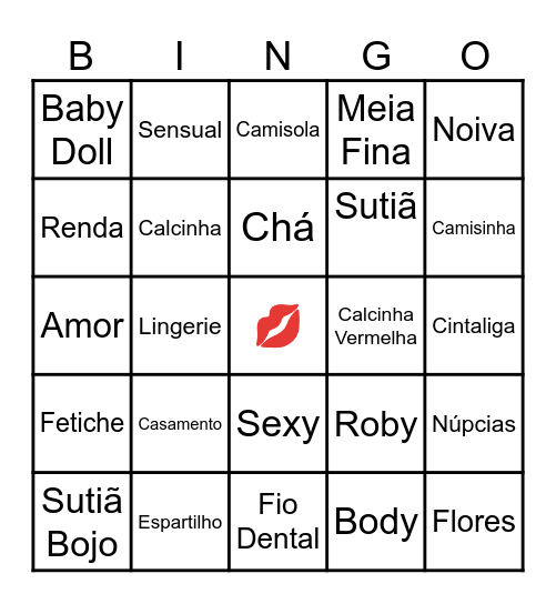CHÁ  DE LINGERIE DA Gabi Bingo Card