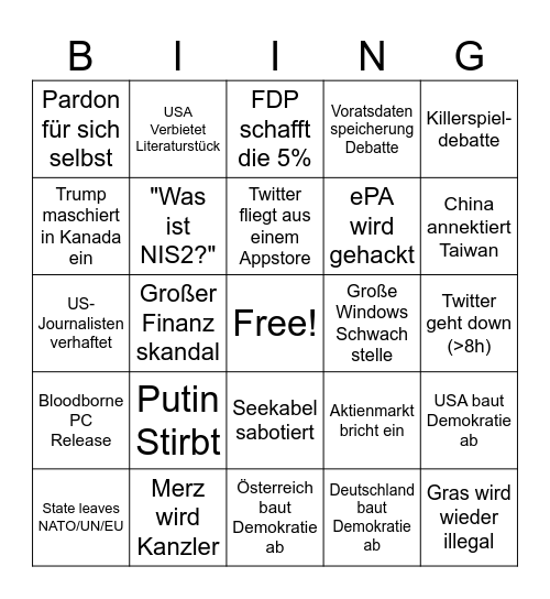 2025 Untitled Bingo Card