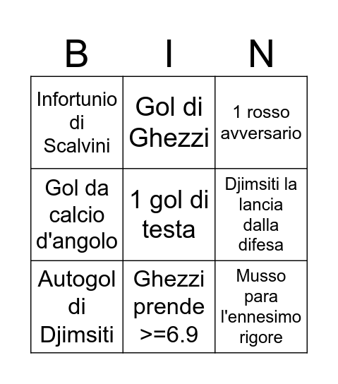 Football Soccer 2x2 Bingo Card