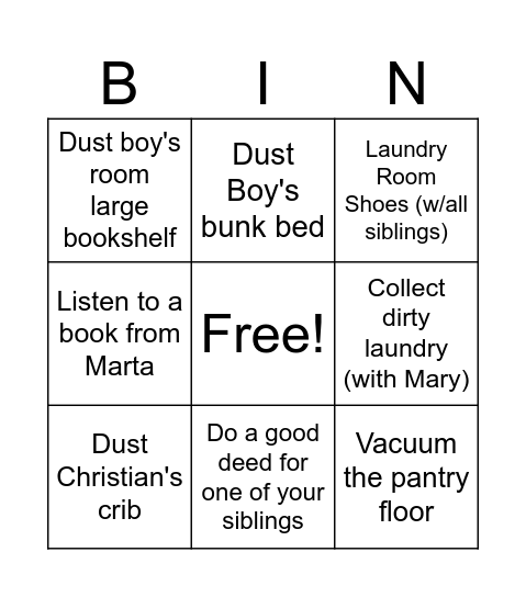 Luke Bingo Card