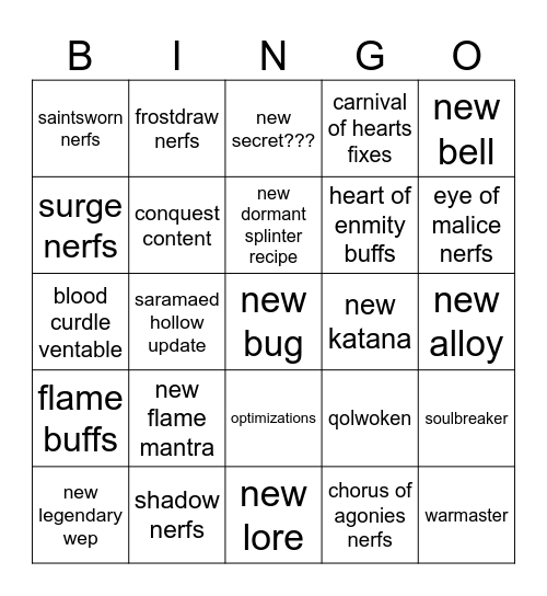 DEEPWOKEN WEEKLY Bingo Card