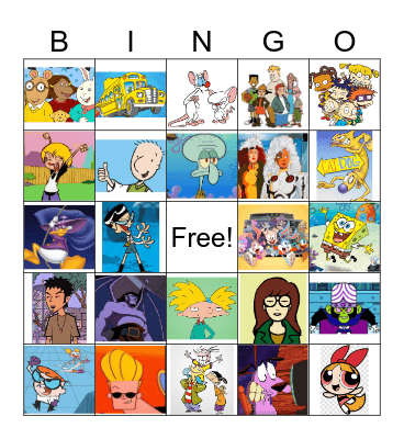 90s Cartoons Bingo Card