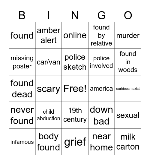 tuv missing Bingo Card