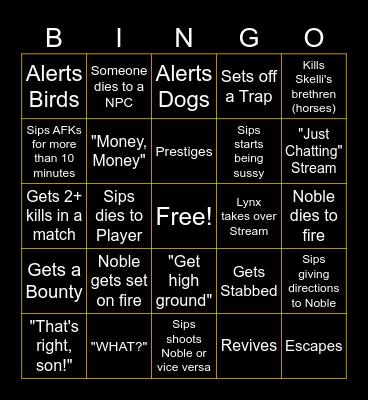 Hunt Showdown w/ SipsOnMe Bingo Card