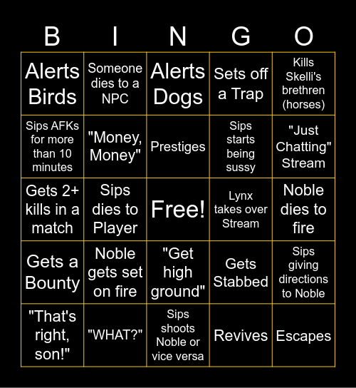 Hunt Showdown w/ SipsOnMe Bingo Card