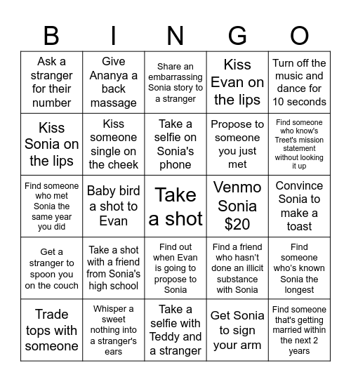 SONIA BINGOOOOO Bingo Card