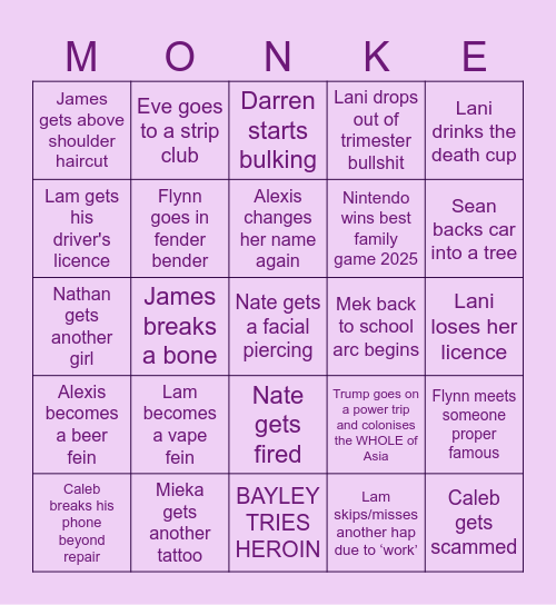 Gay Bingo Card