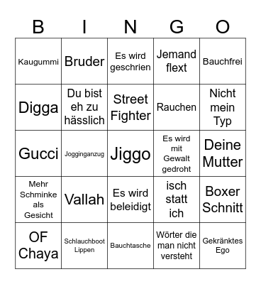 Frankfurt Street Tinder Bingo Card