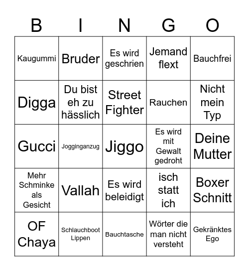 Frankfurt Street Tinder Bingo Card
