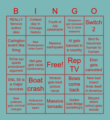 2025 Bingo Card