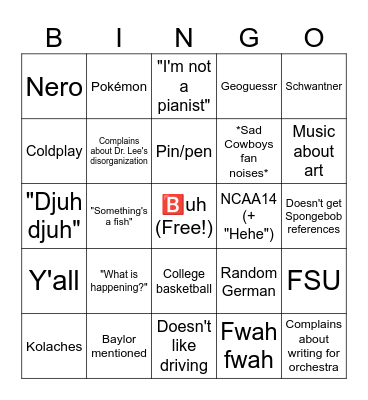 Keaton 🅱️uh-ingo Bingo Card