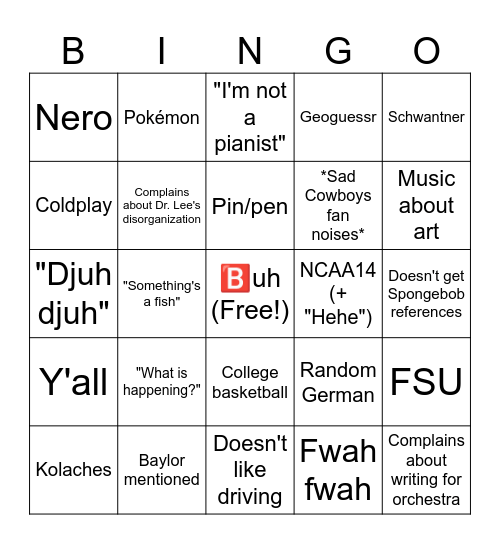 Keaton 🅱️uh-ingo Bingo Card