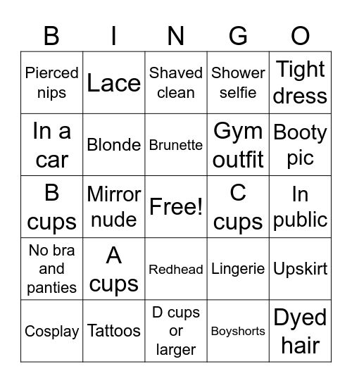 Nudes Bingo Card