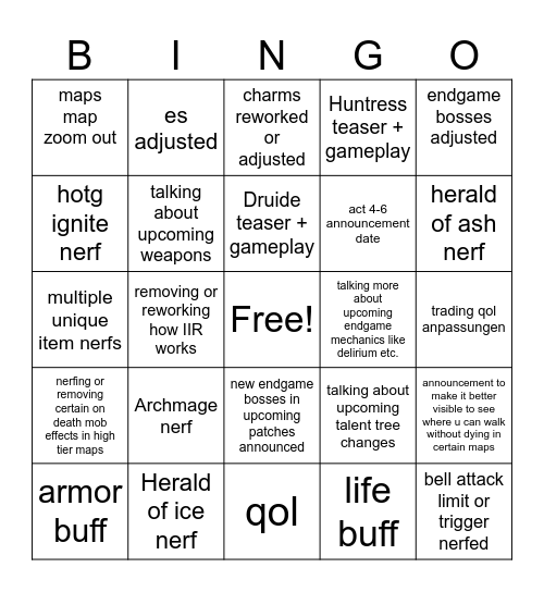 Sunday 13.01.25 patch 0.1.1 interview Bingo Card