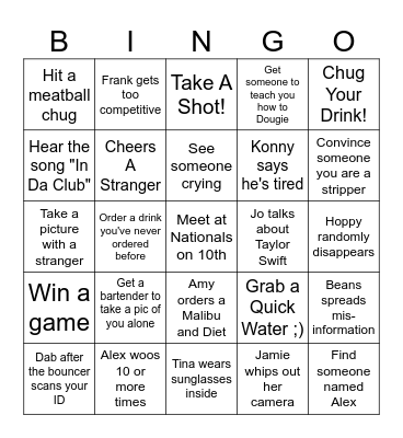 Al's Juicy Birthday Bingo Card