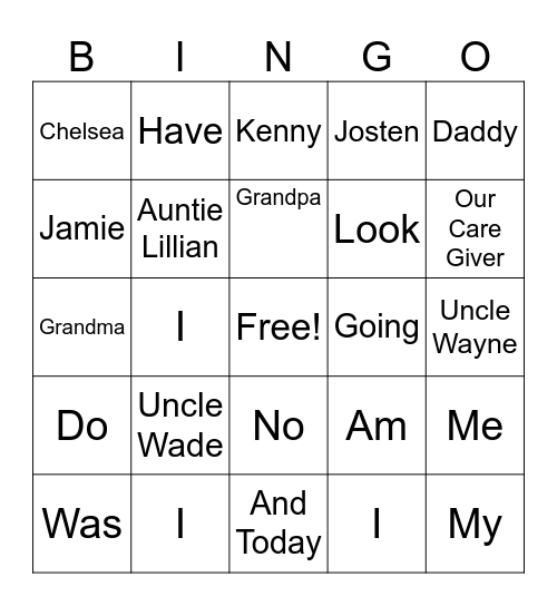 Jamie Walker Bingo Card