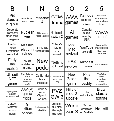 2025 Bingo Card