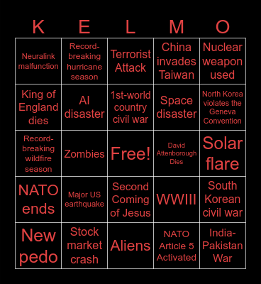 2025 DISASTER BINGO Card