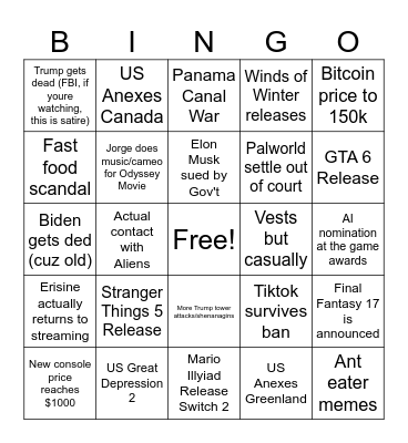 2025 Bingo Card