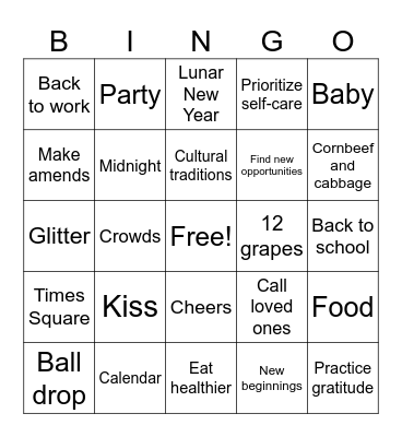 New Year Bingo Card