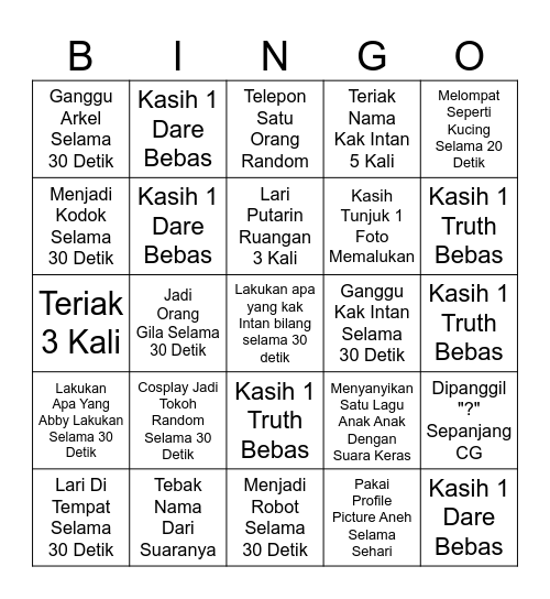 Bingo Buatan Koresh :) Bingo Card