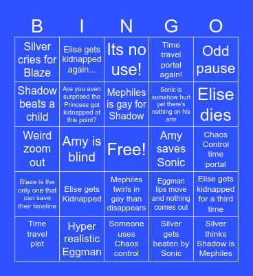 Sonic 06 Bingo! Bingo Card