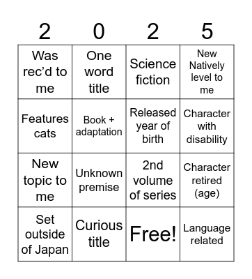 Natively Japanese Bingo Card