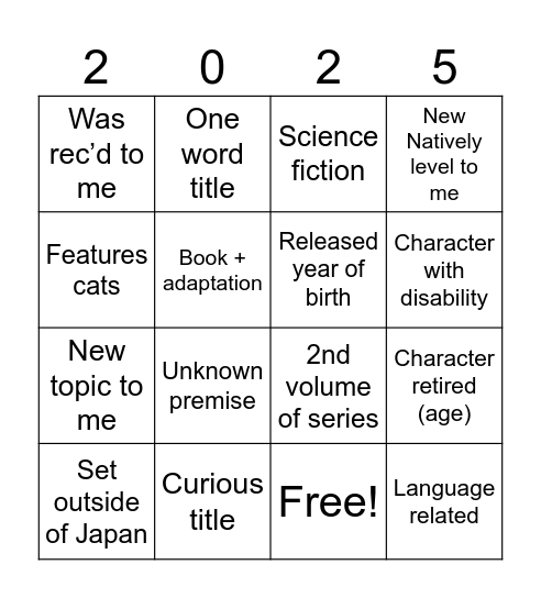 Natively Japanese Bingo Card