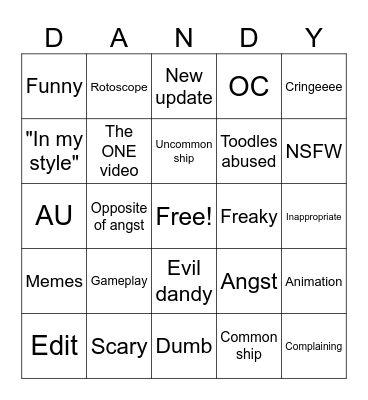 Dandys world tiktok bingo Card
