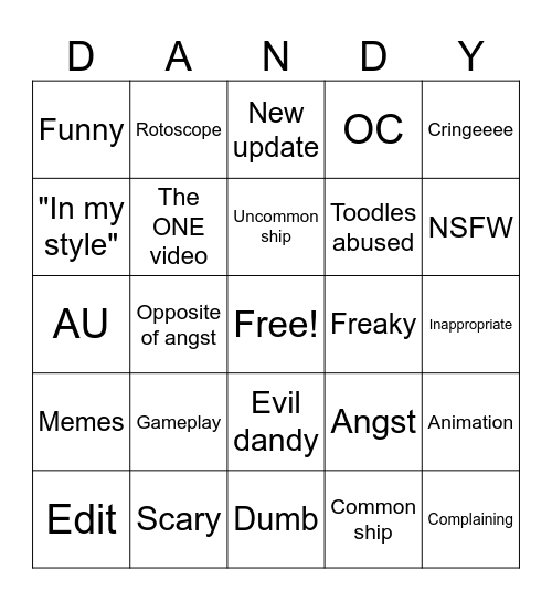 Dandys world tiktok bingo Card