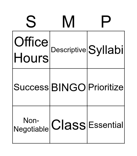 Time Management Bingo Card