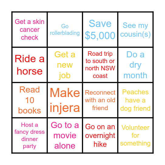 2025 Bingo Card