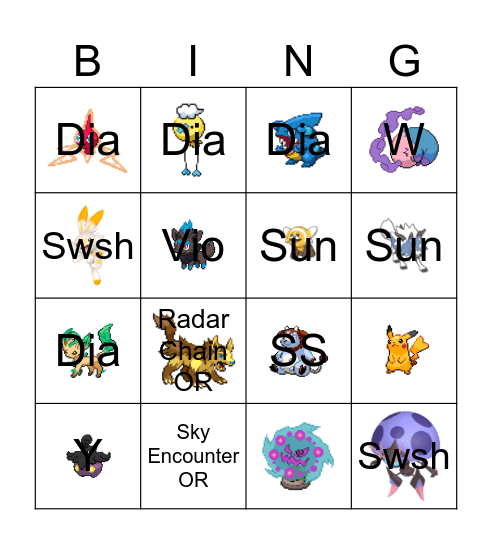 Shinies Bingo Card