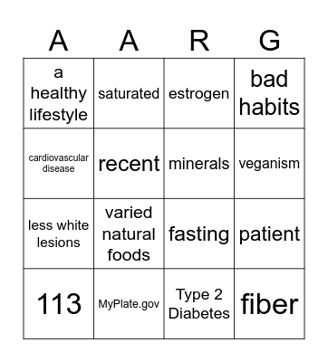AARG: How Not to Grow Old Bingo Card