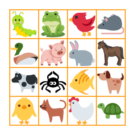 Animal Bingo Card